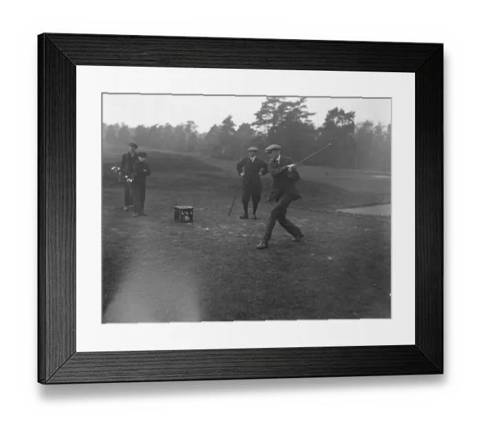 Framed Print : Duke of Leeds driving. In the background is seen Lt Colonel Browning. In golf match