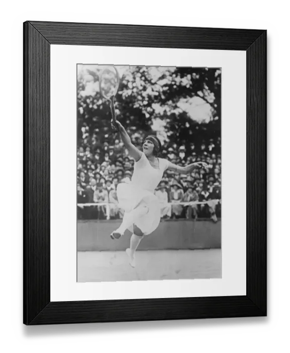 Framed Print : French HarCourt Championships A striking study of Mlle Lenglen playing in the Singles