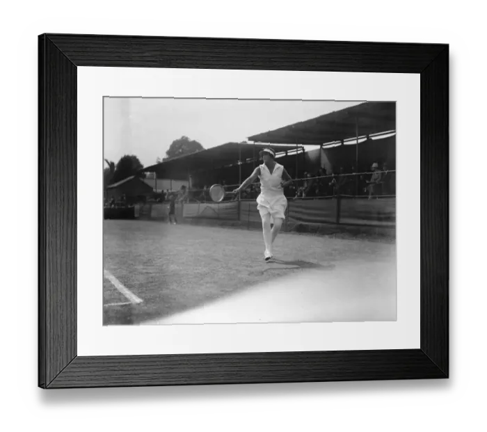 Framed Print : Surrey tennis championships at Surbiton. Miss Peggy Saunders in play. 19 May 1927 Framed Print : Surrey tennis championships at Surbiton. Miss Peggy Saunders in play. 19 May 1927