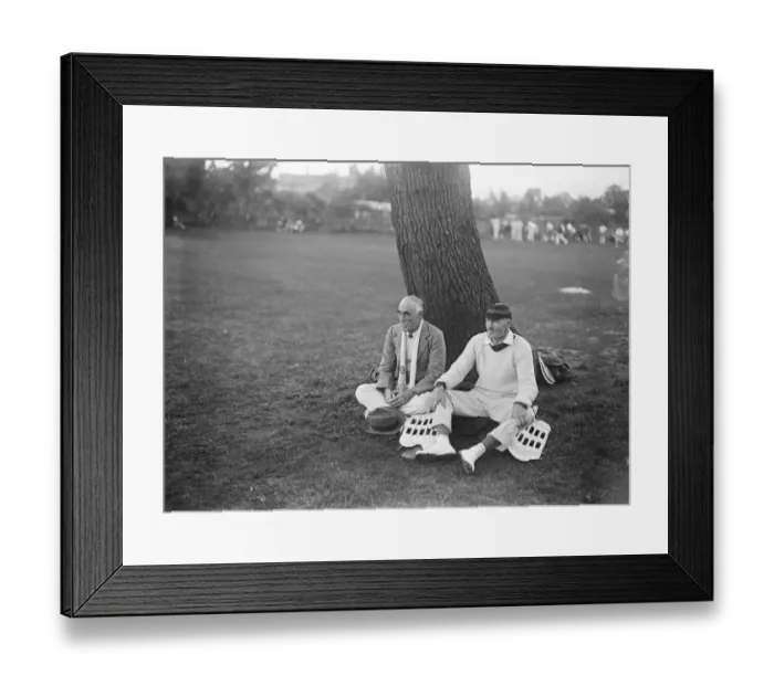 Framed Print : Many well known celebrities at cricket General Staveley ( on left ) and General Framed Print : Many well known celebrities at cricket General Staveley ( on left ) and General
