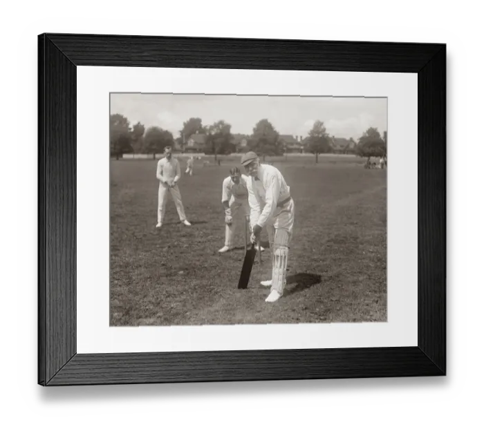 Framed Print : 70 and Still going strong Mr J Brasier, aged 70, plays cricket for the Limpsfield Framed Print : 70 and Still going strong Mr J Brasier, aged 70, plays cricket for the Limpsfield