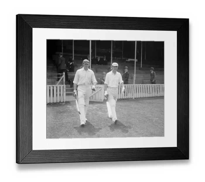 Framed Print : E W Dawson and F J Seabrook coming out to bat. 1926