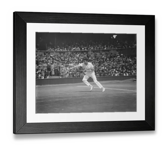 Framed Print : Final of the mens lawn tennis championship. Borotra in play against Lacoste Framed Print : Final of the mens lawn tennis championship. Borotra in play against Lacoste