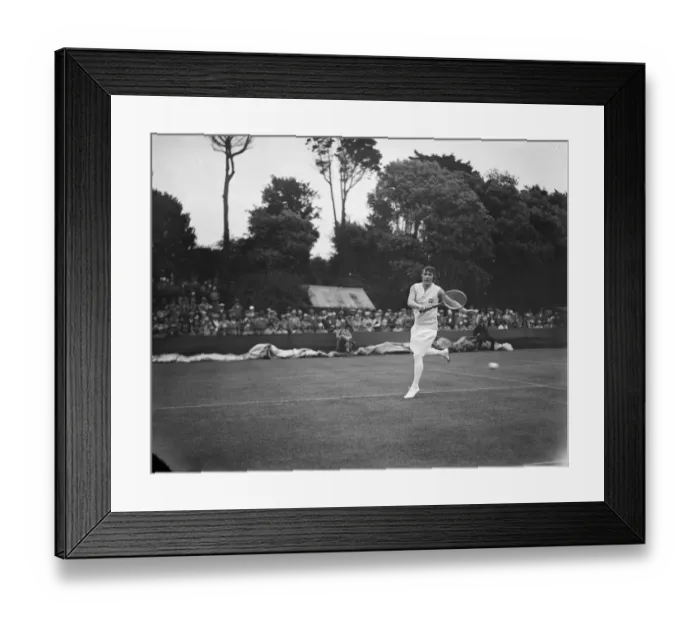 Framed Print : Great Britain versus France ladies tennis match at Eastbourne Mme Vaussard in play