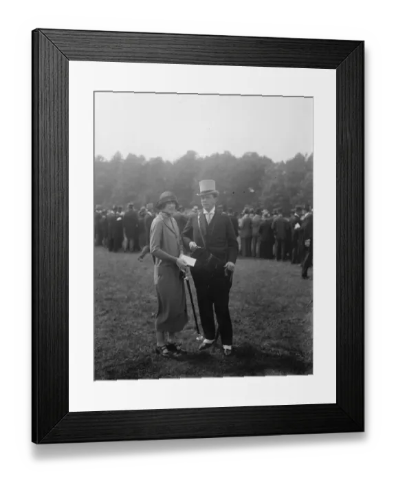 Framed Print : Oaks day at Epsom. Lord Portarlington and Lady Broughton. 6 June 1924 Framed Print : Oaks day at Epsom. Lord Portarlington and Lady Broughton. 6 June 1924