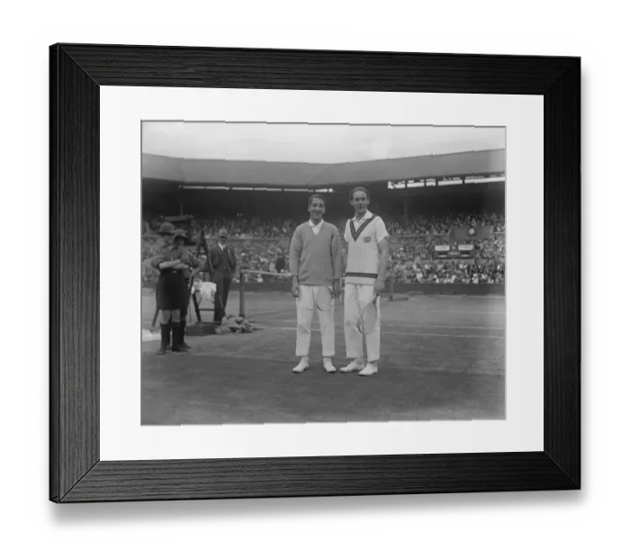 Framed Print : Final of the mens lawn tennis championship. Lacoste ( on left ) and Borotra photographed Framed Print : Final of the mens lawn tennis championship. Lacoste ( on left ) and Borotra photographed