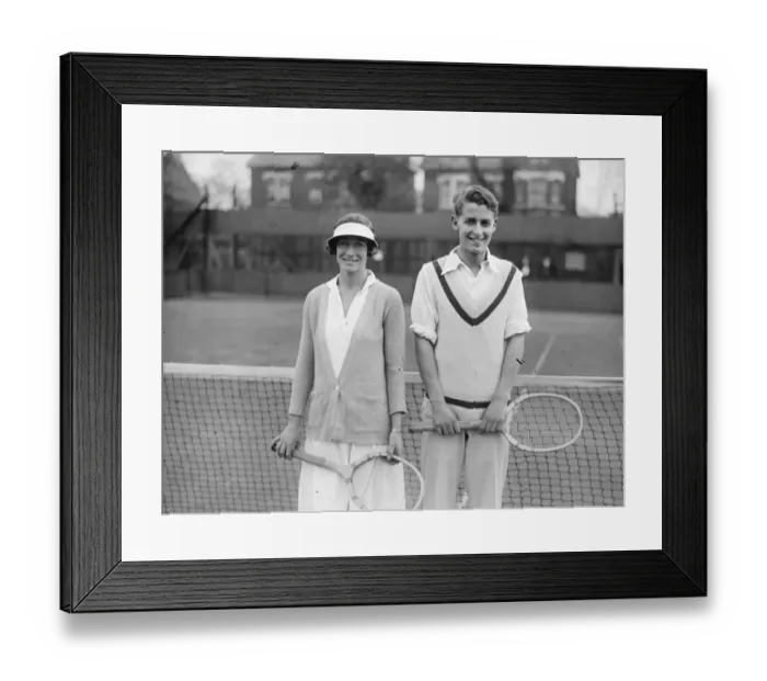 Framed Print : Young tennis stars in mixed doubles at Dulwich Miss Collywer and Austin. 1 April 1926 Framed Print : Young tennis stars in mixed doubles at Dulwich Miss Collywer and Austin. 1 April 1926