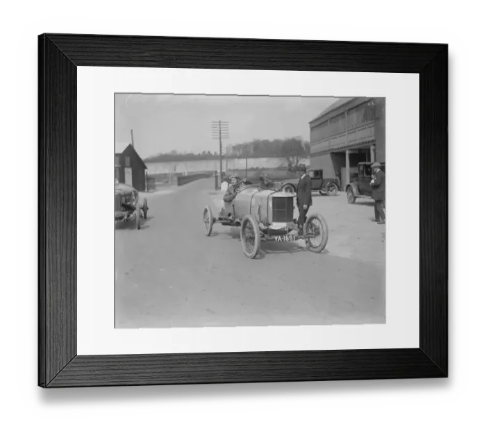 Framed Print : Ladies motor racing at Brooklands. Miss Pink, winner of the Race. 29 April 1922