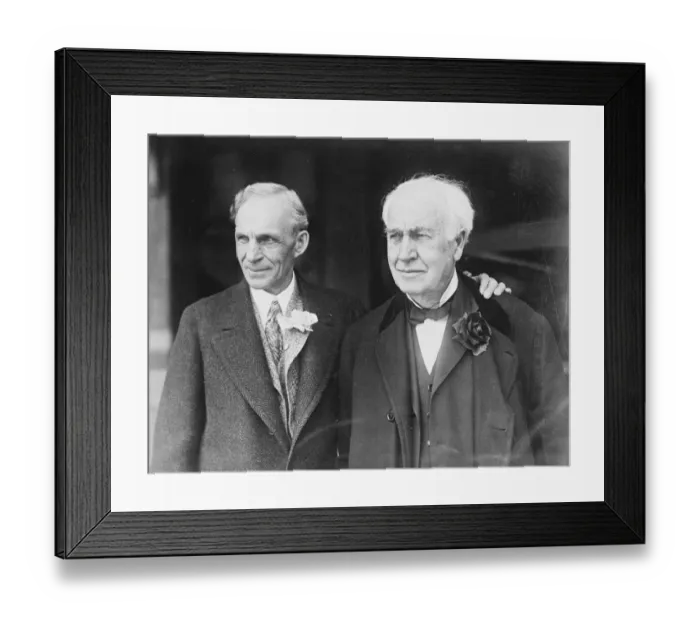 Framed Print : Two pioneers of their era : Henry Ford congratulates his friend, Thomas A Edison Framed Print : Two pioneers of their era : Henry Ford congratulates his friend, Thomas A Edison