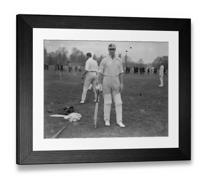 Framed Print : Oxford University Cricket Club Practice C T Stevens. 30 April 1923 Framed Print : Oxford University Cricket Club Practice C T Stevens. 30 April 1923