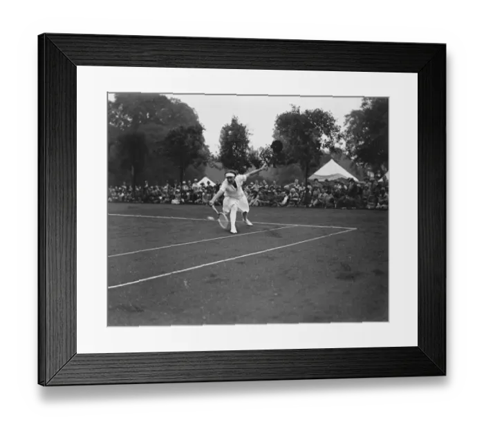 Framed Print : Professional tennis at the Phyllis Court Club, Henley. Miss Dora Kornig in play Framed Print : Professional tennis at the Phyllis Court Club, Henley. Miss Dora Kornig in play
