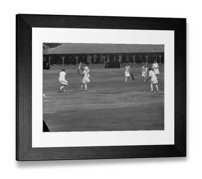 Framed Print : Watching the bails stand on end at Beckenham. Miss K Tatham Warter watches the bails stand on end Framed Print : Watching the bails stand on end at Beckenham. Miss K Tatham Warter watches the bails stand on end