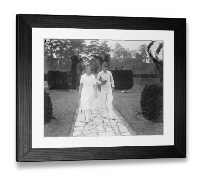 Framed Print : Winning smiles. H W Austin and Miss C R Sterry with the victory smile at Weybridge Framed Print : Winning smiles. H W Austin and Miss C R Sterry with the victory smile at Weybridge