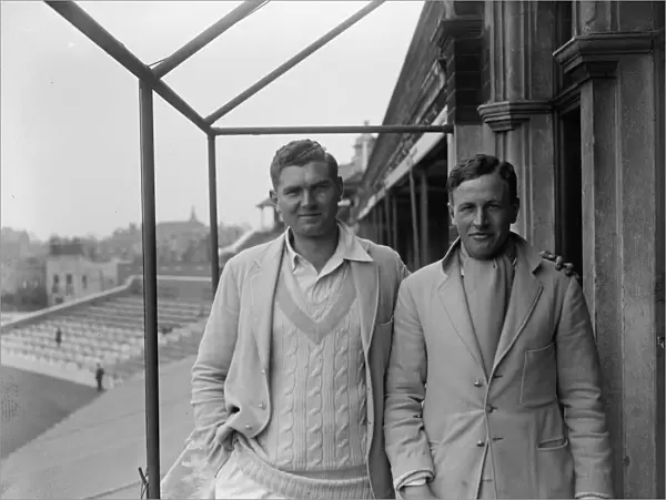 Cambridge cricketers. M J C Allom, who also plays for Surrey ( on left ) and T C Longfield