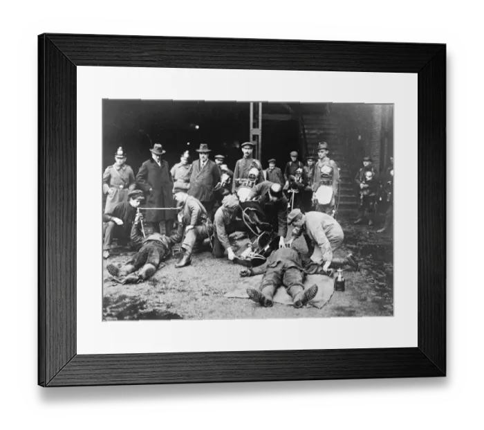 Framed Print : After the great German mine disaster. Scenes at the pithead after the disaster at Heinitz Mine Framed Print : After the great German mine disaster. Scenes at the pithead after the disaster at Heinitz Mine