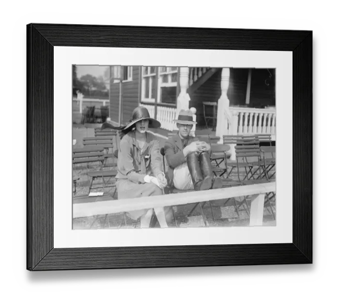 Framed Print : Polo at Ranelagh. Mr Filmer Sankey ( who played for Eton ) with Mrs Filmer Sankey