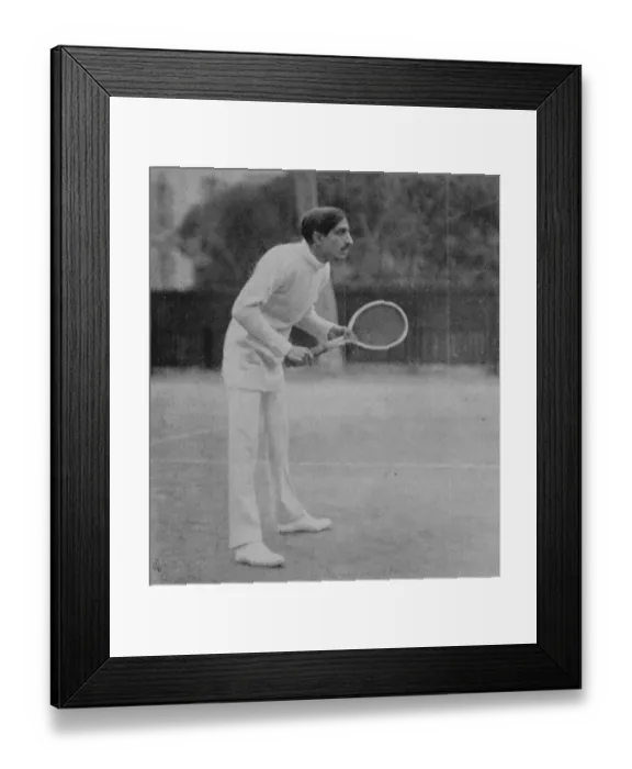 Framed Print : The Maharajah Holkar of Indore seen playing tennis while in Nice, France 16 January