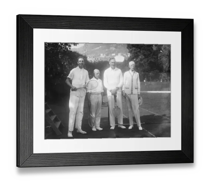 Framed Print : The King of Sweden playing Tennis at Cannes. February 1929 Framed Print : The King of Sweden playing Tennis at Cannes. February 1929