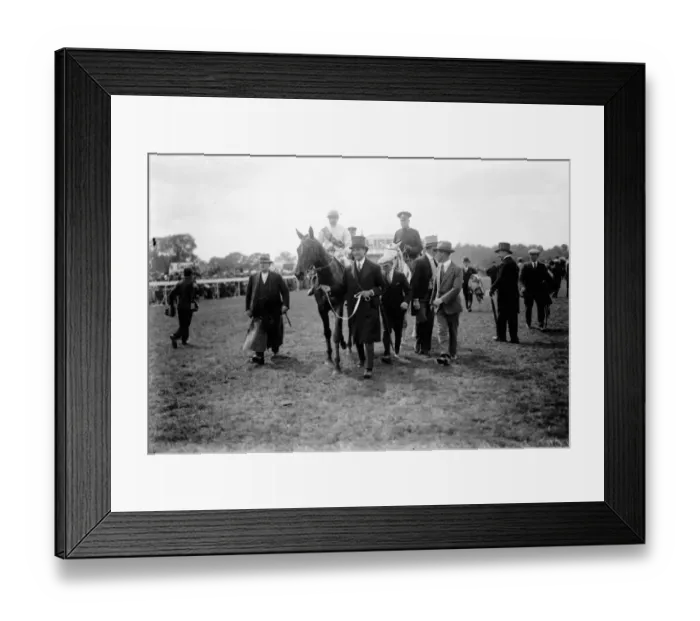Framed Print : Lord Astors horse wins the Oaks. Leading in the winner. 7 June 1929 Framed Print : Lord Astors horse wins the Oaks. Leading in the winner. 7 June 1929