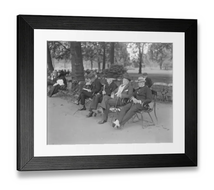 Framed Print : Society In the park Right to left, Mr Shaw, Lord Mersey and Major Lyle in Framed Print : Society In the park Right to left, Mr Shaw, Lord Mersey and Major Lyle in