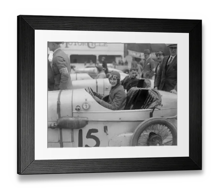 Framed Print : Lady motorists win at Brooklands. Mrs Christie after winning her race. 24 April 1926 Framed Print : Lady motorists win at Brooklands. Mrs Christie after winning her race. 24 April 1926