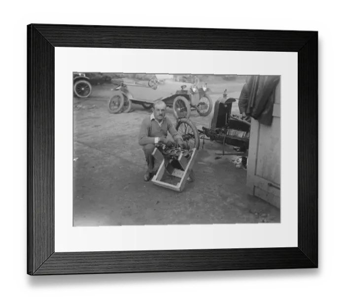 Framed Print : The Great Light Car Derby at Brooklands A Andre Lombard ( winner of the cycle car Framed Print : The Great Light Car Derby at Brooklands A Andre Lombard ( winner of the cycle car