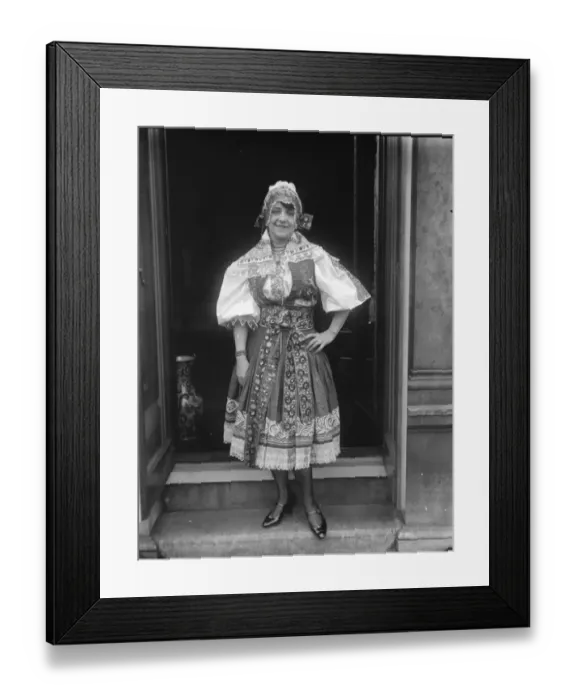 Framed Print : Mme Z Maskney, wife of the Czecho Slovakian Minister in London in National Costume Framed Print : Mme Z Maskney, wife of the Czecho Slovakian Minister in London in National Costume