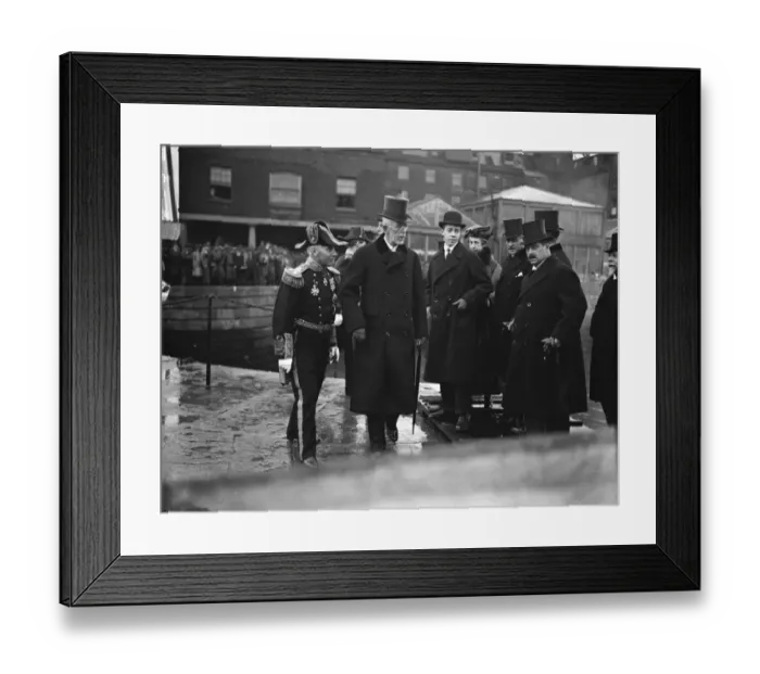 Framed Print : King of Sweden arrives at Sheerness The King of Sweden landing from the battleship Framed Print : King of Sweden arrives at Sheerness The King of Sweden landing from the battleship