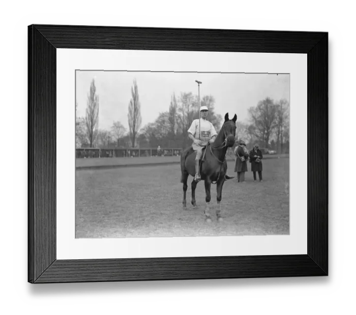Framed Print : Polo at Worcester Park. Mr Oriel Barker, a veteran player of 74. 20 April 1925