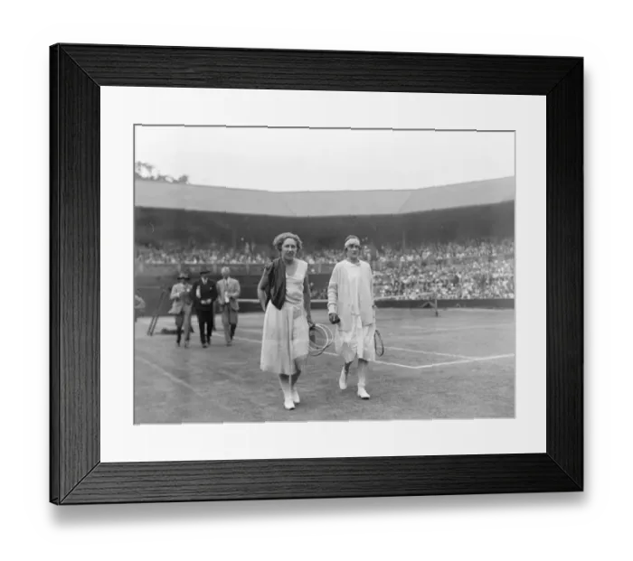 Framed Print : Lawn tennis championship at Wimbledon Miss Joan Fry and Mlle Billout after their Framed Print : Lawn tennis championship at Wimbledon Miss Joan Fry and Mlle Billout after their