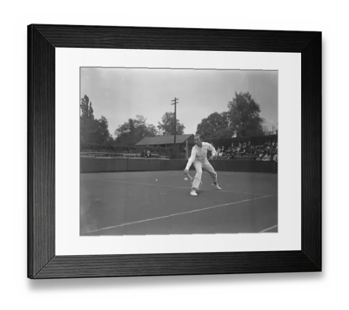 Framed Print : England versus Holland tennis match. G R Castendky ( Holland ) in play against J B Gilbert Framed Print : England versus Holland tennis match. G R Castendky ( Holland ) in play against J B Gilbert