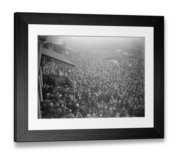 Framed Print : The Grand National at Liverpool. The crowd cheering the King and the Prince of Framed Print : The Grand National at Liverpool. The crowd cheering the King and the Prince of