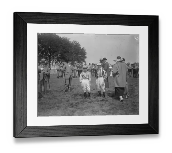 Framed Print : Donoghue Junior makes his bow to the public as a jockey at Salisbury. Donoghue and his son Framed Print : Donoghue Junior makes his bow to the public as a jockey at Salisbury. Donoghue and his son
