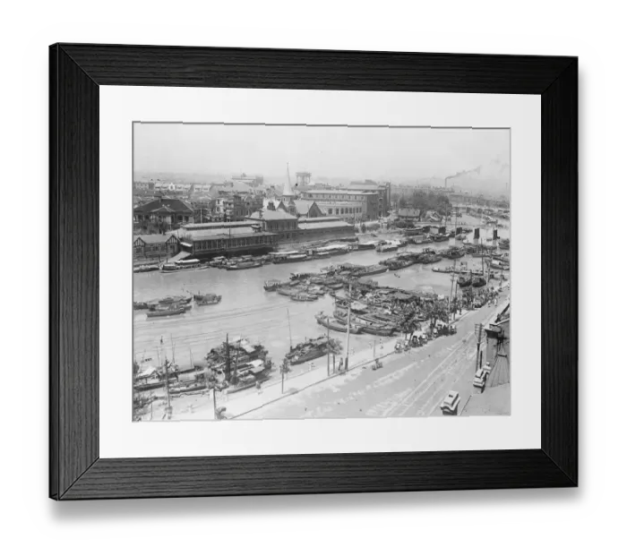 Framed Print : Shanghai. A general view of the city and Soochow Creek from the top of the Astor House Framed Print : Shanghai. A general view of the city and Soochow Creek from the top of the Astor House
