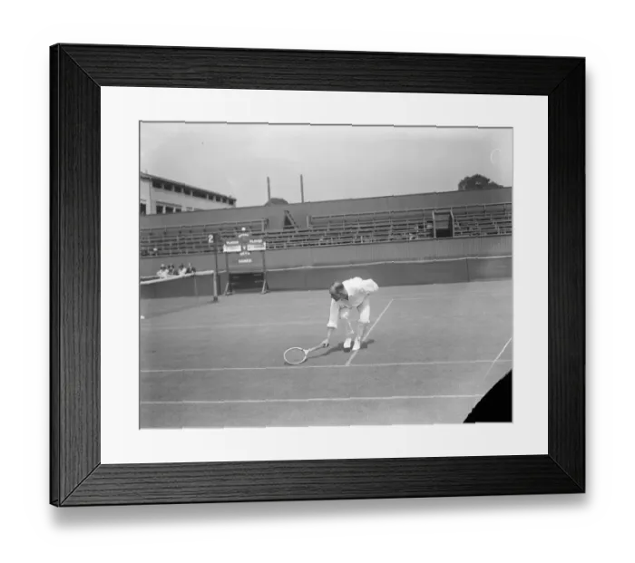 Framed Print : Lawn Tennis Championships in Wimbeldon R Lycett in play against F Crosbie 23 June 1924 Framed Print : Lawn Tennis Championships in Wimbeldon R Lycett in play against F Crosbie 23 June 1924
