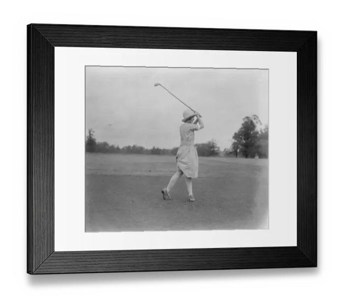 Framed Print : Girls Golf Championship Miss Ruth Pharazyn drivining 13 September 1921 Framed Print : Girls Golf Championship Miss Ruth Pharazyn drivining 13 September 1921
