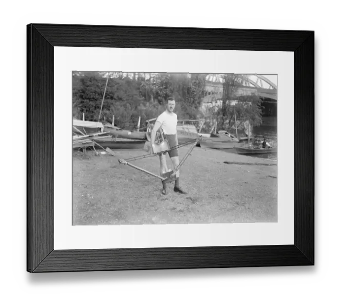 Framed Print : Ernest Barrys Home Trainer and Exercising Machine Ernest Barry, the famous sculler
