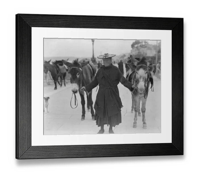 Framed Print : Menton The donkey woman March 1925