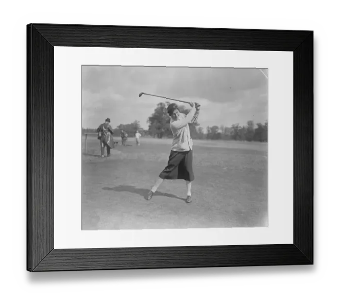 Framed Print : Girls Golf Championship Miss Rohna Rabbage drivining 13 September 1921 Framed Print : Girls Golf Championship Miss Rohna Rabbage drivining 13 September 1921