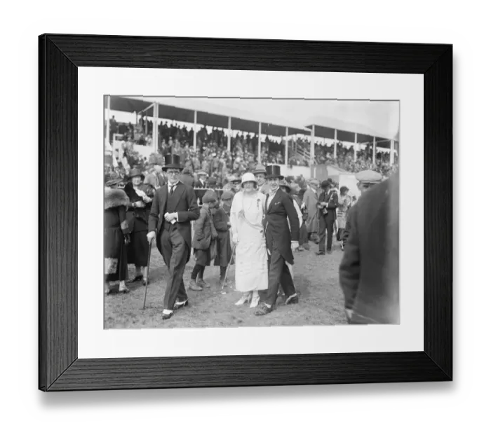 Framed Print : Oaks day at Epsom Lady Nulton and her son 6 June 1924 Framed Print : Oaks day at Epsom Lady Nulton and her son 6 June 1924