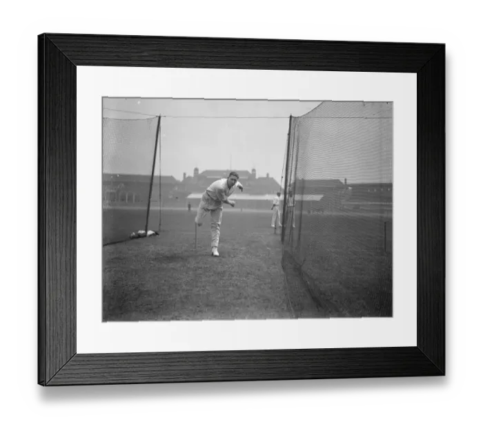 Framed Print : Cricket at the Oval. Alf Gover, bowling. 23 April 1928 Framed Print : Cricket at the Oval. Alf Gover, bowling. 23 April 1928