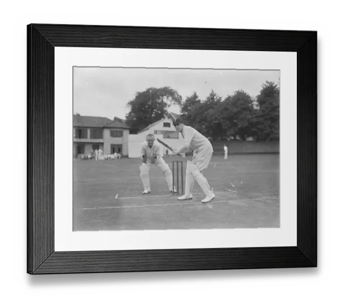 Framed Print : Actors versus musicians cricket at Hampstead Cricket Club Owen Nares batting, Harold Framed Print : Actors versus musicians cricket at Hampstead Cricket Club Owen Nares batting, Harold