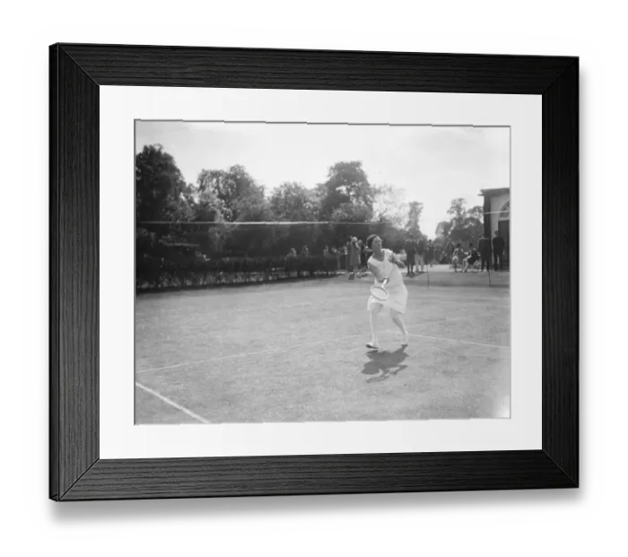 Framed Print : South African women tennis players practice at Hurlingham. Mrs Peacock in play Framed Print : South African women tennis players practice at Hurlingham. Mrs Peacock in play