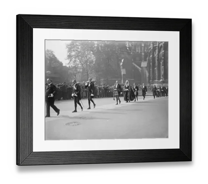 Framed Print : Law Courts re - opening. Lord Birkenhead in the procession of Judges at Westminster Abbey