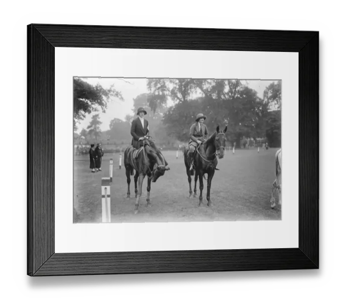 Framed Print : Ladies mounted sports at Ranelagh. Lady Dorothy Moore ( left ) and Lady Victoria Fielding Framed Print : Ladies mounted sports at Ranelagh. Lady Dorothy Moore ( left ) and Lady Victoria Fielding