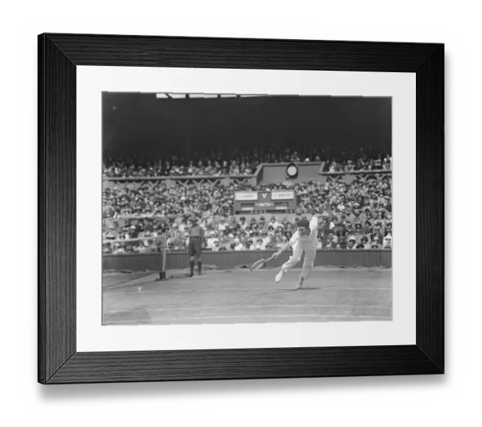Framed Print : Final of the mens lawn tennis Championships. Borotra in play. 5 July 1924 Framed Print : Final of the mens lawn tennis Championships. Borotra in play. 5 July 1924