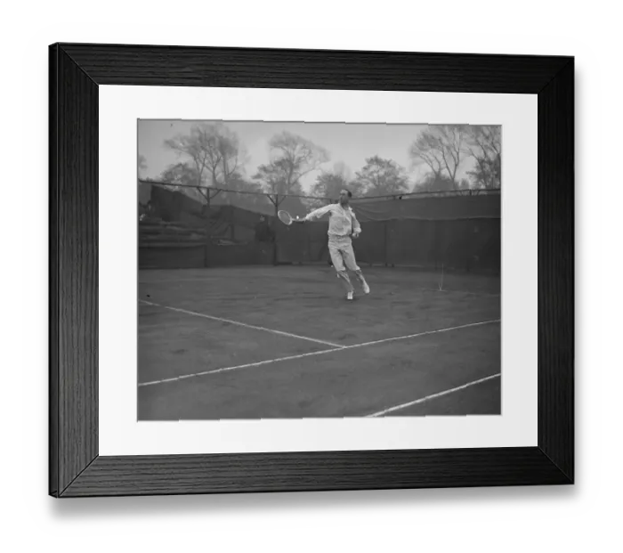 Framed Print : International tennis at Birmingham. Higgs ( England ) who won in play. 7 May 1927