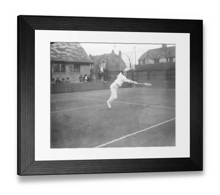 Framed Print : Lawn tennis tournament at Magdalen Park. R Lycett in play in the Gents Singles