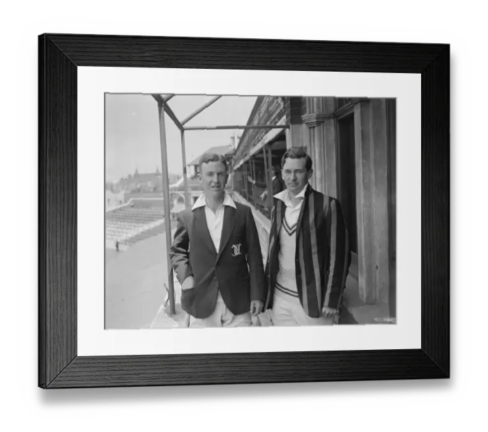 Framed Print : Oxford University cricketer s. A T Barber ( left ) and D J Hill Wood June 1928