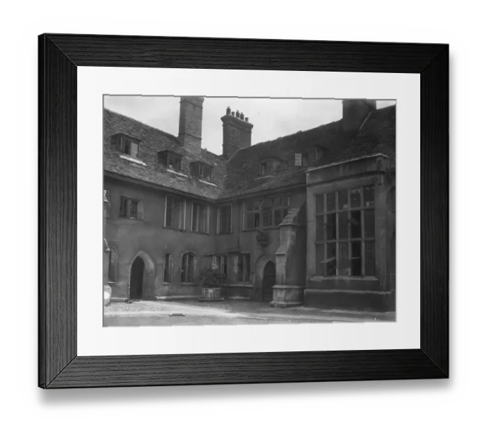 Framed Print : Cambridge University. A corner of the old court of Corpus Christi College. This